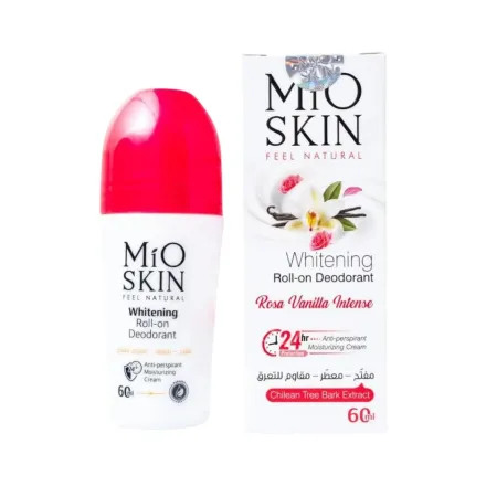 MIO SKIN Whitening Roll- On Deodorant Rose Vanilla 24hr Anti Perspirant Moisturizing Cream - 60ml | ميو سكين مظيل تعرق رول مبيض بعطر الورد والفانيلا - 60 مل