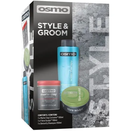 Osmo Matte Clay Extreme - Fibre Sculpt -Detoxify Shampoo - 100ml -100ml -250ml | أوزمو مجموعة العناية والتصفيف الكاملة للرجال 100 مل -100 مل -250 مل