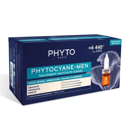 PHYTO Phytocyane Anti-Hair Loss Treatment for Men - 12amps x 3.5ml | فيتو امبولات لعلاج تساقط الشعر عند الرجال - 12 x 3.5 مل
