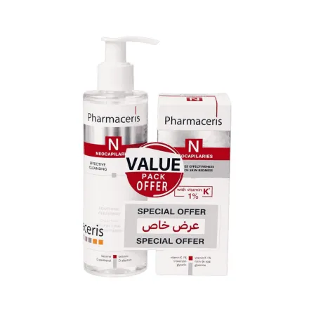 Pharmaceris Effective Cleansing Soothing -190ml + Capinon With Vitamin K 1%-30ml Value Pack Offer| فارماسيرز غسول منظف ومهدئ 190 مل + كابينون بفيتامين K بنسبة 1% 30 مل - عرض فاليو باك