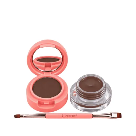 Christine 2 In 1 Eyebrow Powder Gel Eyeliner - 4g | كريستين 2 في 1 بودرة وجل لتحديد الحواجب وآيلاينر – 4 غ
