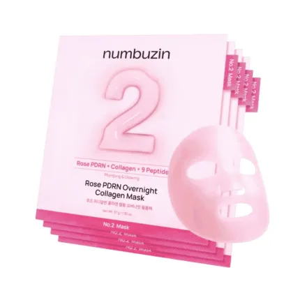 Numbuzin Rose PDRN Collagen Wrapping Overnight Film Pack 4 Sheets - 30g | نمبوزين ماسك ليلي بالكولاجين وزهرة الورد – 4 شرائح – 30 جم