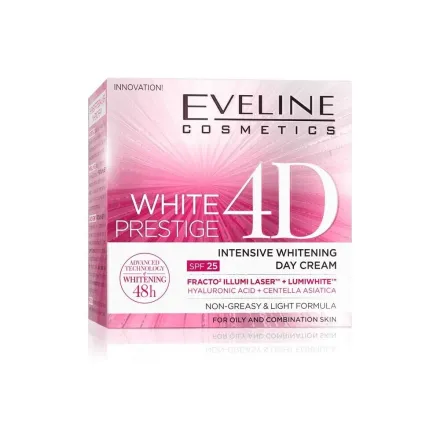 EVELINE White Prestige 4D Intensive Whitening Face Day Cream SPF 25 - 50ml | ايفلين كريم لتفتيح البشرة مع عامل حماية 25 - 50 مل