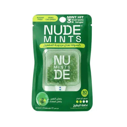 NUDE MINTS MINT HIT THAT LASTS 3X LONGER Melon - 30 Capsules - 1.77g | نيود منتس كبسولات الانتعاش بطعم البطيخ - 30 كبسولة - 1.77 غ