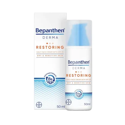 Bepanthen Derma Restoring Daily Face Cream with SPF 25 - 50ml | بيبانثين كريم مرطب يومي مع عامل حماية شمسي - 50 مل