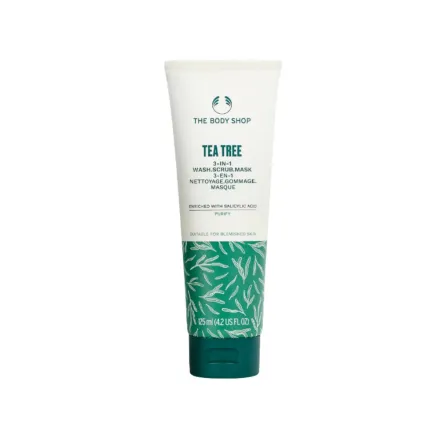 The Body Shop Tea Tree 3-IN-1 Wash.Scrub.Mask - 125ml | ذا بودي شوب غسول و مقشر للوجه 3 في 1 بشجرة الشاي - 125 مل
