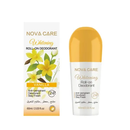 NOVA CARE Whitening Roll-On Deodorant 24h Anti-Perspirant Vanilla - 60ml| نوفا رول اون مزيل تعرق لمدة 24 ساعة -60 مل