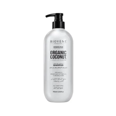 BIOVENE Organic Coconut + Brazilian Keratin Shampoo All Hair Types - 750ml | بيوفين شامبو جوز هند عضوي - 750مل