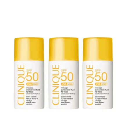 Clinique SPF 50 Mineral Sunscreen Trio Set - 50ml | كلينك مجموعة واقي الشمس المعدني الثلاثية SPF 50 - 50 مل