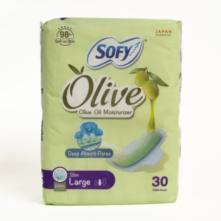 Sofy Olive Oil Moisturizer Large - 30Pcs| سوفي فوط نسائية حجم كبير -30 قطعة