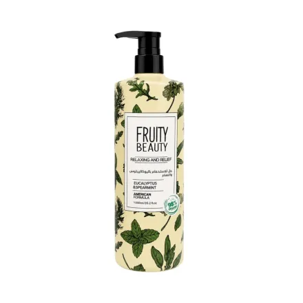 FRUITY BEAUTY Shower Gel Relaxing And Relief Eucalyptus & Spearmint - 1000ml | فروتي بيوتي جل الاستحمام للاسترخاء بالنعناع والاوكاليبتوس - 1000مل