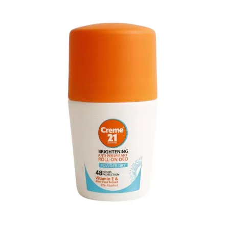 Creme21 Germany Brightening Anti Perspirant Roll -On De Powder Dry 48H - 50ml | كريم 21 ألمانيا رول-أون مضاد للتعرق للبشرة المشرقة بودرة جافة 48 ساعة - 50مل