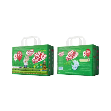 MARY BABY Special Care 5 (6*26) Junior +13 Kg | ماري بيبي حفاضات عناية خاصة 5 (6×26) مقاس جونيور للأطفال بوزن أكثر من 13 كغ – 26 حفاضة