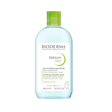 BIODERMA Sebium H2O Micellar Water Facial Cleanser and Makeup Remover Oily Skin - 500ml | بيوديرما مزيل مكياج ميسيلار للبشرة الدهنية - 500 مل