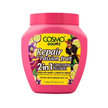 COSMO COSMETICS 2IN1 HR TREATMNT REPAIR PASSION - 1000ml | كوزمو كوزمتكس كريم علاجي للشعر الجاف والخشن - 1000 مل