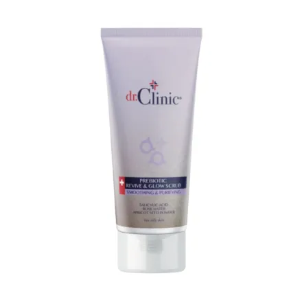 dr.Clinic Prebiotic Revive & Glow Scrub Salicylic Acid Apricot Seed Powder Rose Water - 170ml | دكتور كلينك مقشر بريبايوتيك لإحياء وإشراقة البشرة بحمض الساليسيليك وبذور المشمش وماء الورد – 170 مل