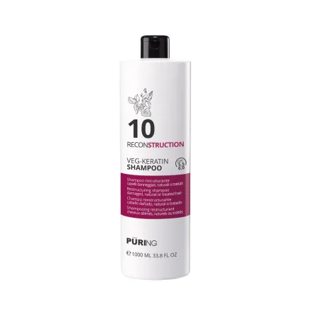 Puring 10 Reconstruction Veg-Keratin Shampoo - 1000ml | بيورنك شامبو للشعر المتضرر والضعيف بالكيراتين - 1000 مل