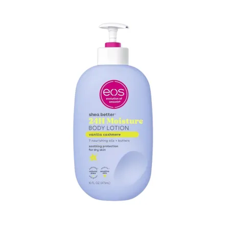 eos Shea Better Moisture Body Lotion Vanilla Cashmere - 473ml | اي او اس لوشن مرطب للجسم ٢٤ ساعة فانيلا كاشمير - 473مل
