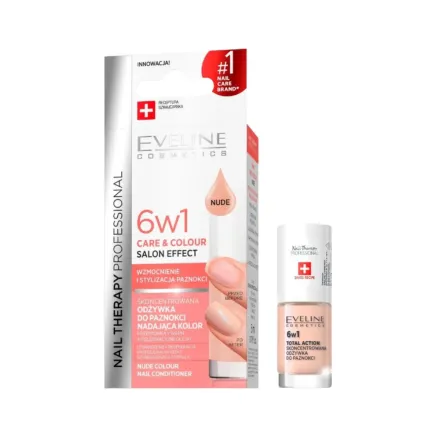 Eveline 6in1 Care & Color Nude Salon Effect - 5ml | ايفلين 6 بـ 1 مقوي للأظافر مع لون بيج - 5 مل