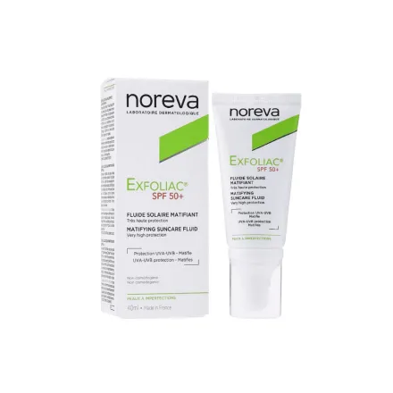 Noreva Exfoliac Matifying Suncare Fluid SPF 50+ - 40 ml | نوريفا واقي شمسي للبشرة الدهنية والمعرضة لحب الشباب مع عامل حماية من الشمس 50 - 40 مل