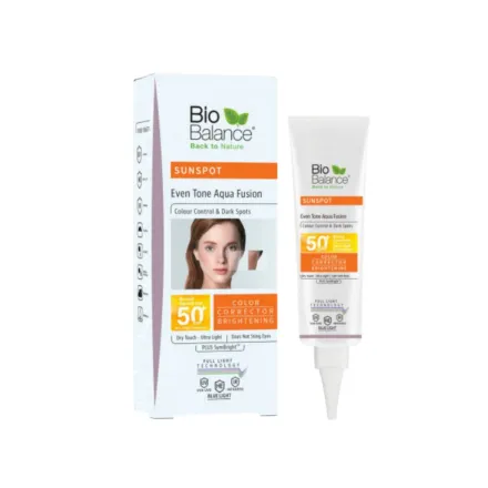 Bio Balance Sunspot Even Tone Aqua Fusion SPF 50 Dry Touch - 40 ml | بايو بالانس واقي شمسي للبشرة الدهنية المعرضة للتصبغات شفاف - 40 مل