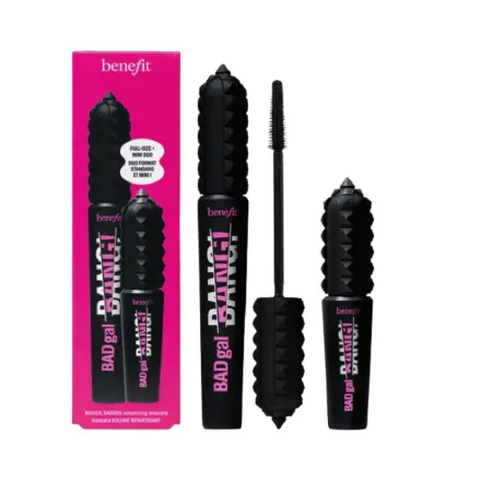 Benefit Bangin Lashes Badgal Bang Intense Pitch Black Full Size and Mini Mascara Duo Set/4g - 8.5g | بنفت مجموعة ماسكارا باللون الأسود الحاد حجم كامل وميني - 4 غ