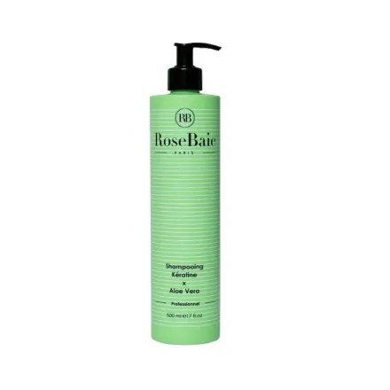 RoseBaie Shampooing Kératine x Aloe Vera Professionnel - 500ml | روزباي باريس شامبو الكيراتين والألوفيرا لإصلاح وترطيب الشعر – 500 مل