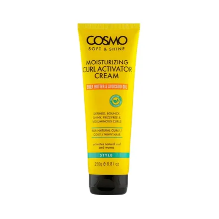 COSMO COSMETICS MOISTURIZING CURL ACTIVATOR CREAM STYLE - 250g | كوزمو كوزمتكس كريم مرطب لتقليل الهيشان والجفاف للشعر المموج والكيرلي - 250 غ