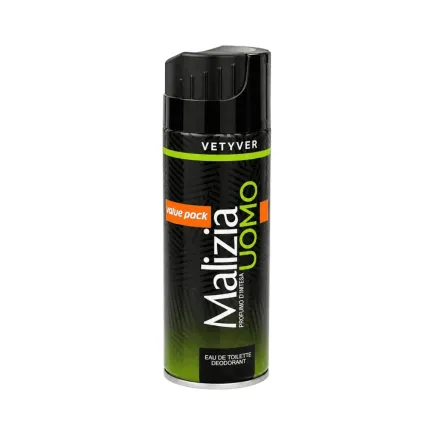 Malizia Uomo Vetyver Deodorant Spray Valve Pack - 200ml | ماليزيا بخاخ مزيل عرق - 200مل