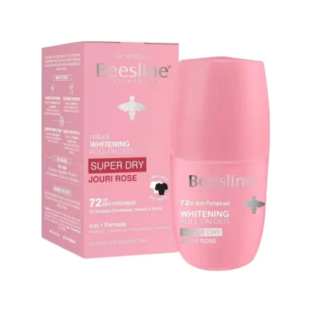 Beesline Whitening Roll On Super Dry Jouri Rose - 50ml | بيزلين رول اون تفتيح فائق برائحة الورد الجوري - 50 مل