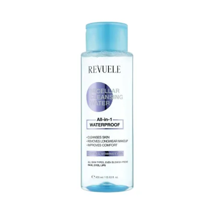 Revuele Micellar Cleansing Water All in 1 for removing waterproof makeup - 400ml | ريفويل مزيل مكياج ميسيلار للمكياج ضد الماء - 400 مل