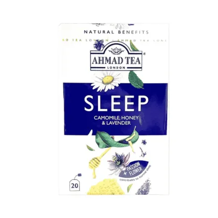 AHMAD TEA Sleep Camomile Honey Lavender Passion +Flower - 20 Pcs -30g | شاي احمد شاي الأعشاب مهدئ ومنوم باللافندر والبابونج والعسل - 20 ظرف - 30 غ