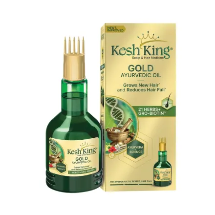 Kesh King Gold Ayurvedic Oil Grows New Hair And Reduces Hair Full 21 Herbs+Gro Biotin - 50ml | زيت كيش كينج لنمو الشعر وتقليل تساقطه- 50 مل