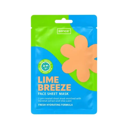 Sence Lime Breeze Face Sheet Mask - 20ml | سينس بيوتي قناع الوجه الورقي لايم بريز بخلاصة جوز الهند - 20 مل