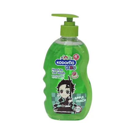 Kodomo Kids Head to toe Wash Apple Peach - 400ml | كودومو غسول رأس إلى أخمص القدمين للأطفال بنكهة تفاح وخوخ - 400مل