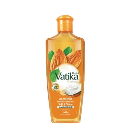 Vatika Almond Enriched Hair Oil Soft & Shine - 200ml | فاتيكا زيت الشعر المغذي باللوز للنعومة واللمعان - 200 مل