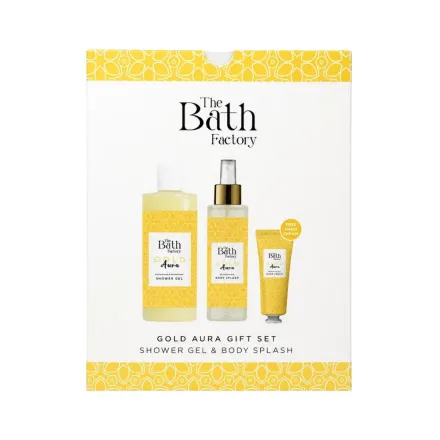 SiNOZ The Bath Factory Gold Aura Gift Set Shower Gel & Body Splash | سينوز ذا باث فاكتوري مجموعة جولد أورا للاستحمام وتعطير الجسم