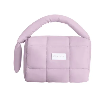 WASHBAG Purple checkered fabric bag | حقيبة مستلزمات قماشية بنقشة مربعات بنفسجية