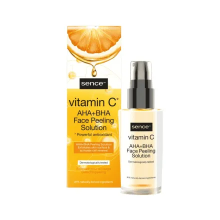 Sence Beauty Vitamin C Aha + Bha Face Peeling Solution - 30ml | سينس بيوتي سيروم فيتامين سي + أحماض - 30 مل