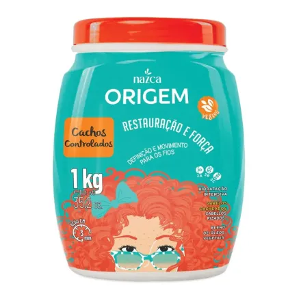 nazca Origem Creme De Hidratação Intensiva Cachos Controlados - 1kg | نازكا أوريجيم لترميم وتقوية الشعر الكيرلي 1 كغ - 1kغ