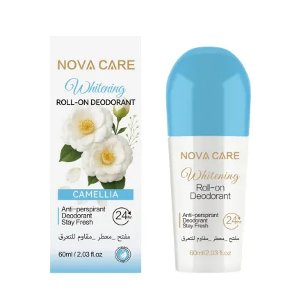 NOVA CARE Whitening Roll-On Deodorant 24h Anti-Perspirant Camellia - 60ml | نوفا كير مزيل تعرق للتفتيح رول أون مضاد للتعرق لمدة 24 ساعة برائحة الكاميليا – 60 مل