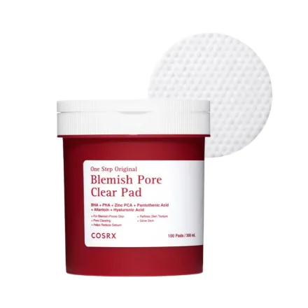 COSRX Blemish Pore Clear Pad One Step Original Salicylic Acid PHA 100 Pads - 300ml | كوزركس وسادات تنظيف وتقشير المسام بحمض الساليسيليك و PHA – 100 وسادة، 300 مل