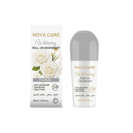 NOVA CARE Whitening Roll-On Deodorant 24h Anti-Perspirant Floral - 60ml | نوفا كير مزيل تعرق رول برائحة الزهور - 60 مل