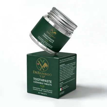 DR. BAMBOO Toothpaste Chewable Tablets White - 60 Tablets | دكتور بامبو اقراص معجون أسنان قابلة للمضغ - 60 قرص