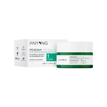 ANYONG Cicacalm Spf 20 Color Correcting Treatment for Fair 1 Light - 30ml | أنيونغ كريم لتوحيد لون البشرة مع SPF20 للبشرات الفاتحة -30 مل