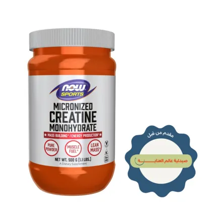 now Sports Micronized Creatine Monohydrate Powder - 500g | ناو مسحوق الكرياتين للرياضيين - 500 غ