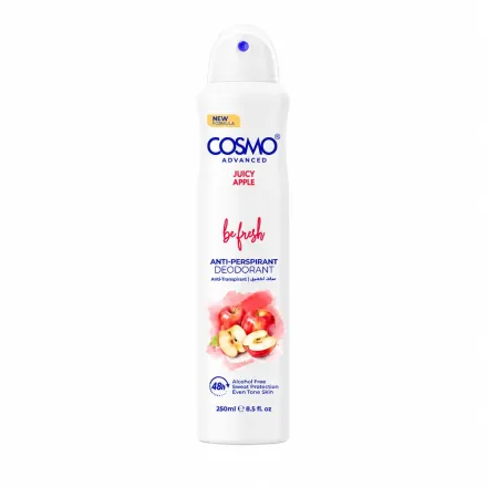 Cosmo By Fresh Advanced Anti perspirant 48h Spray with Juicy Apple - 250ml | كوزمو بخاخ مزيل العرق - 250 مل