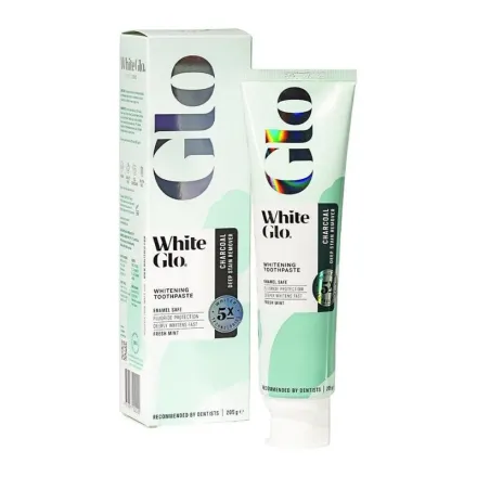 White Glo Charcoal Deep Stain Remover Whitening Toothpaste -205g | وايت جلو معجون أسنان بالفحم لإزالة البقع العميقة وتبييض الأسنان - 205 غرام