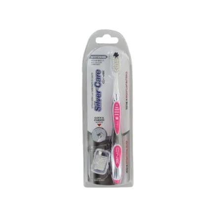 Silver Care Whitening Medum Bristles With Calcium Carbonate | سيلفر كير فرشاة أسنان لتبييض الأسنان بشعيرات متوسطة مع كربونات الكالسيوم