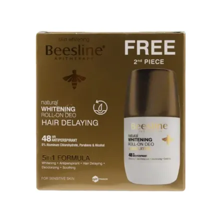 Beesline Whitening Roll-On Hair Delaying - 1+1 50ml | بيزلين رول اون مزيل تعرق 1+1 قطعة - 50 مل